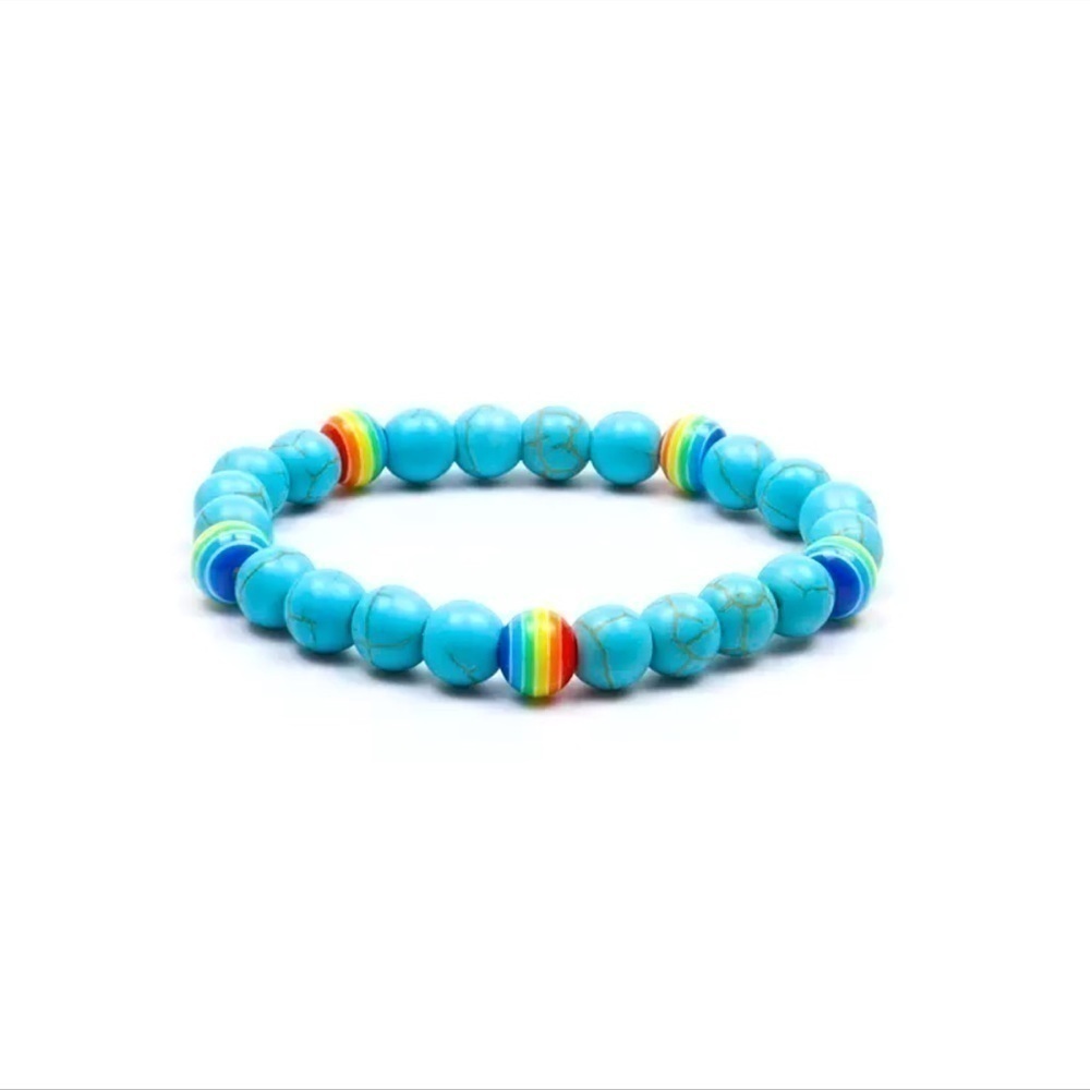 New!! Turquoise Stone and Acrylic Pride Couples Bracelets